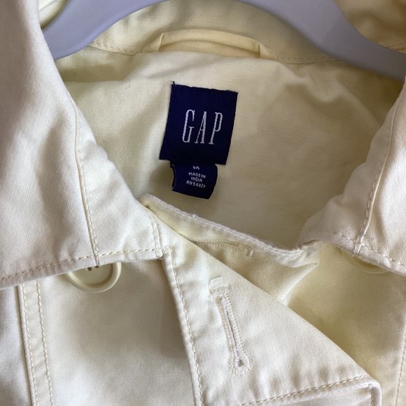 Gap Cotton Canvas Double Breasted Jacket Pale Yellow Size Medium - Picture 6 of 10